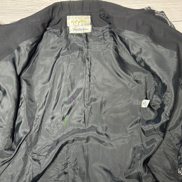 Givenchy Style Saks Fifth‎ Avenue Vintage Black White Wool Blazer USA Size 16 - Picture 6 of 9